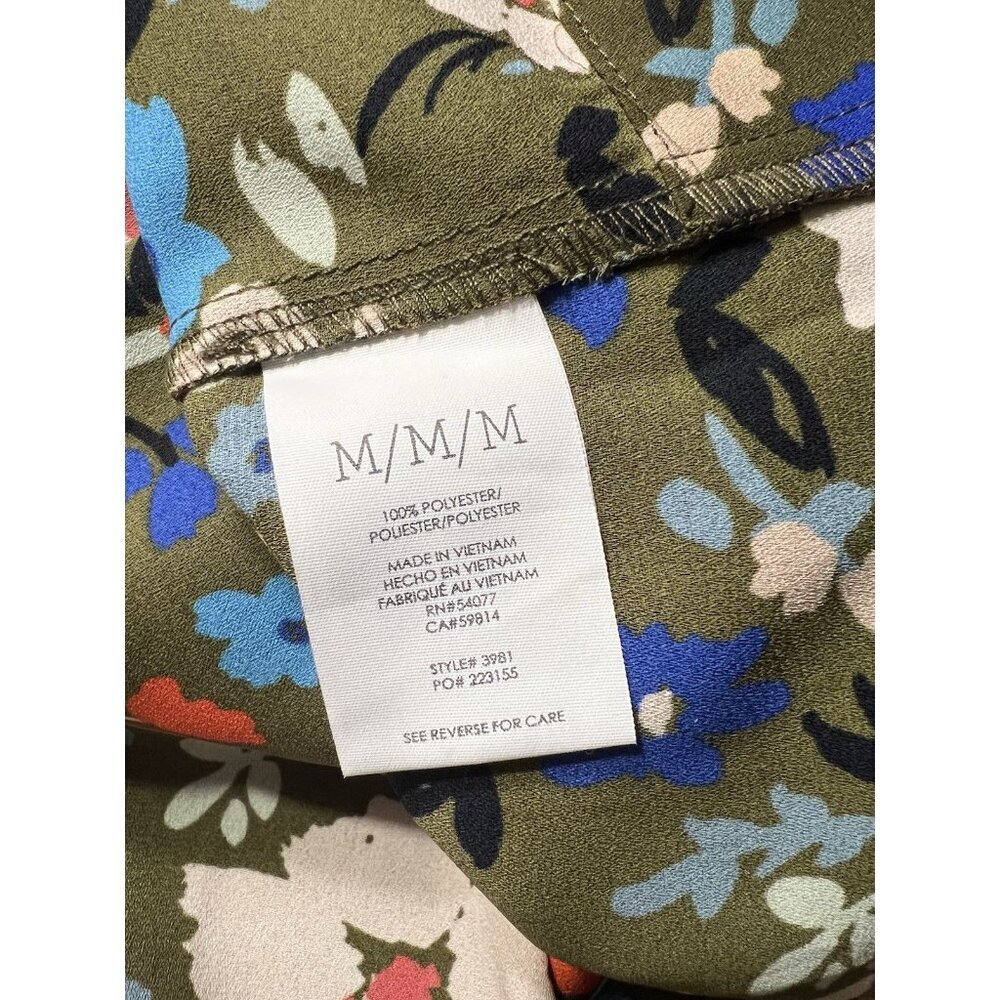 Cabi M Olive Floral Sleeveless Blouse Hi Low Tunic Top Split Neck Colorful Flowy - Picture 9 of 9